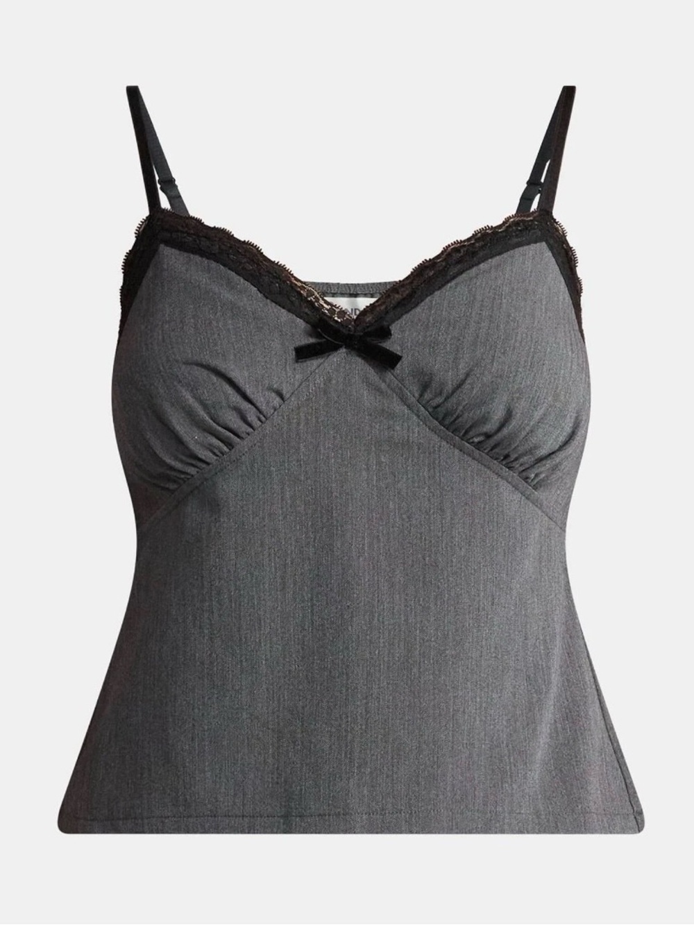 No Boundaries Gray Lace-Trim Tank